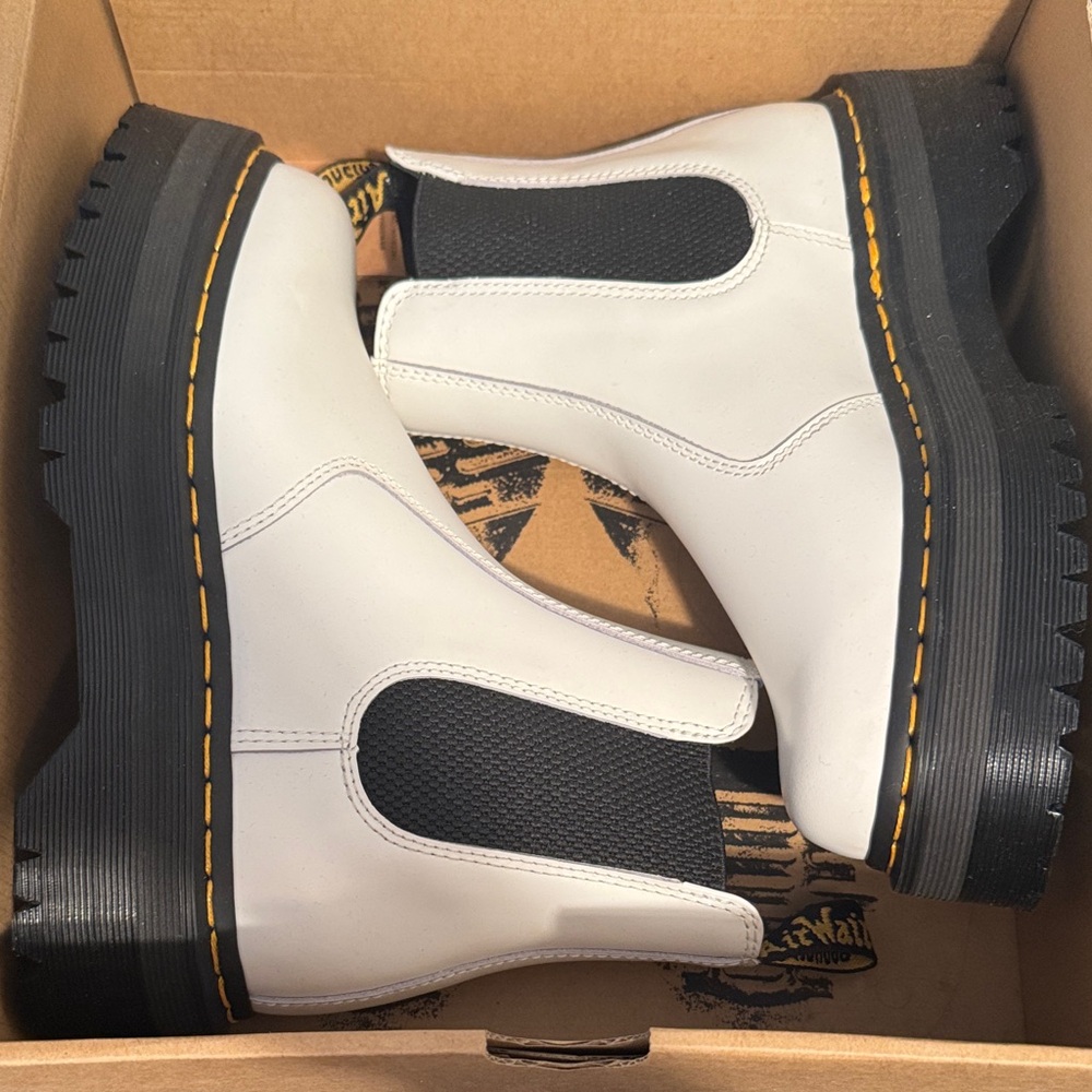 Dr. Martens White and Black Chelsea Boots